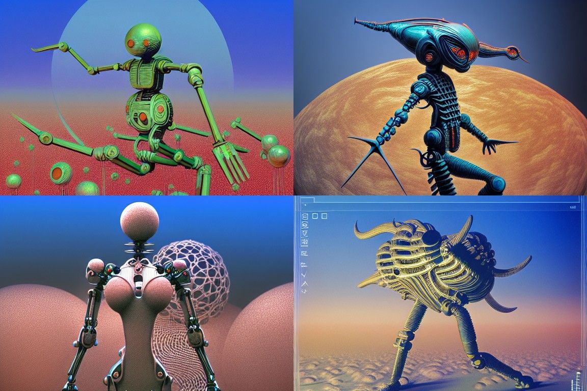 Mechanical Entity in Dark Surrealist Style