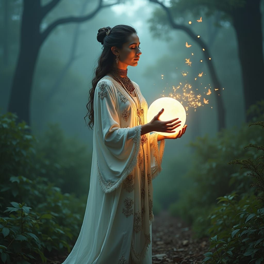 Mystic Shaman Woman with Healing Lightball