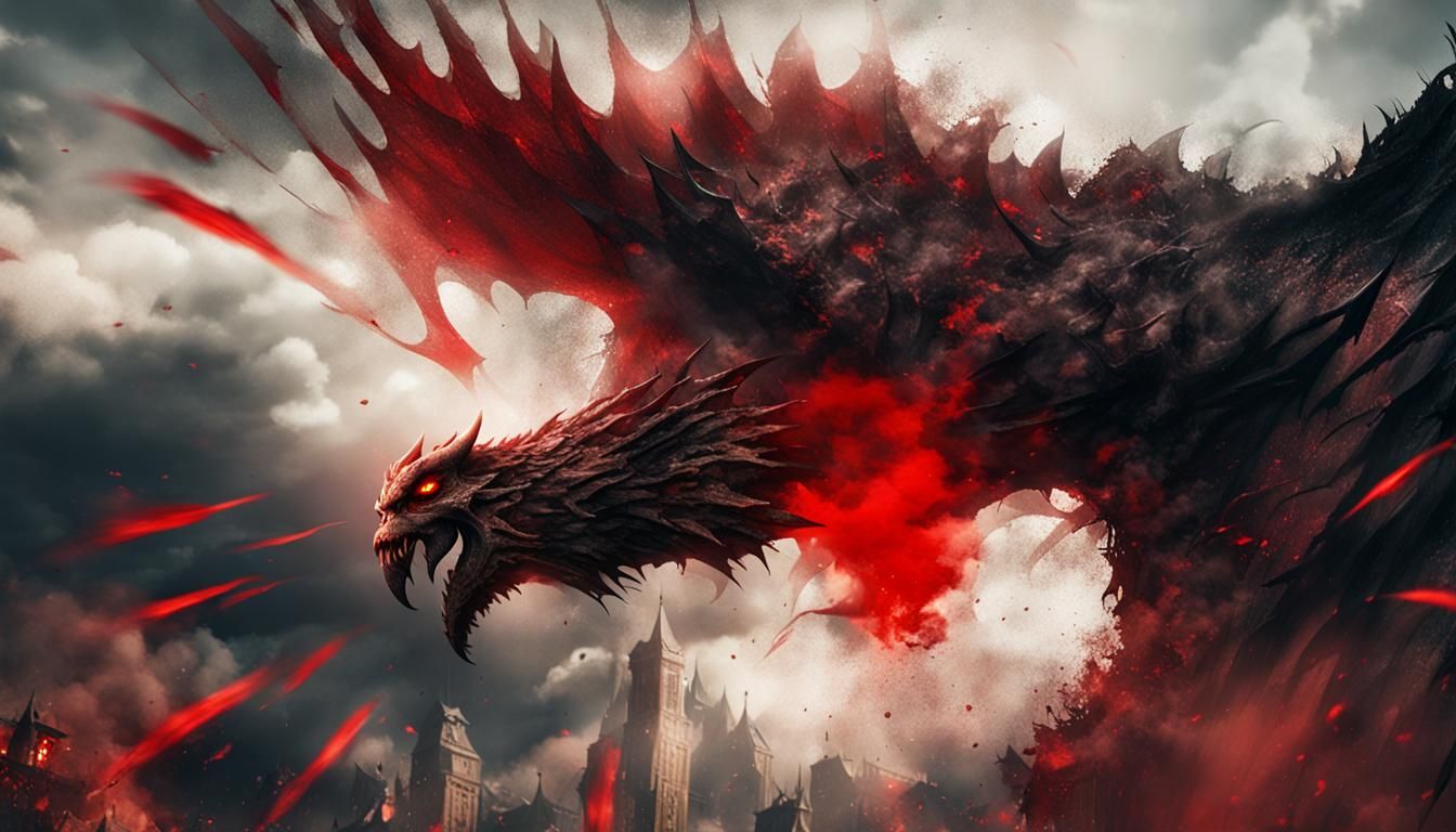 Winged Demon with Polish Flag in Dark Fantasy Art