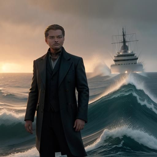 Cinematic Seascape with Ship and Shouting Man