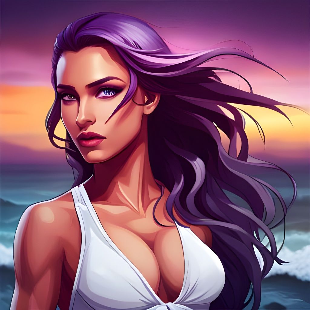 Sunset Beach Portrait of a Queen in 8K