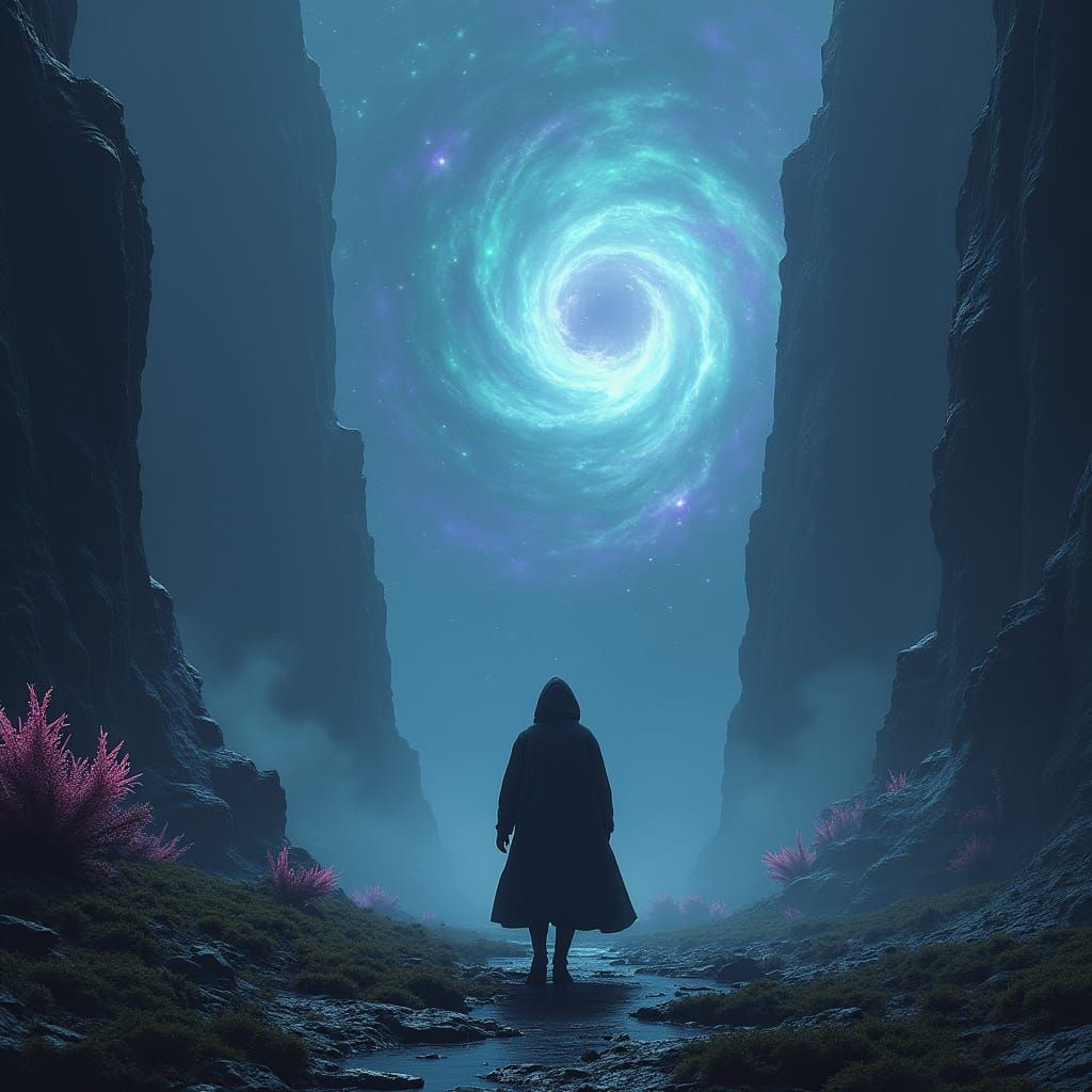 Cosmic Horror: Wanderer Gazing at Nebula