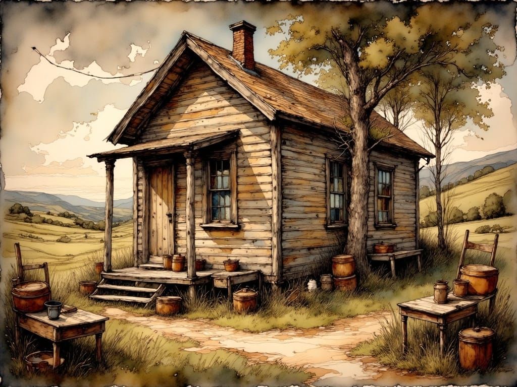 Rustic 1860's Schoolhouse Amidst Golden Countryside