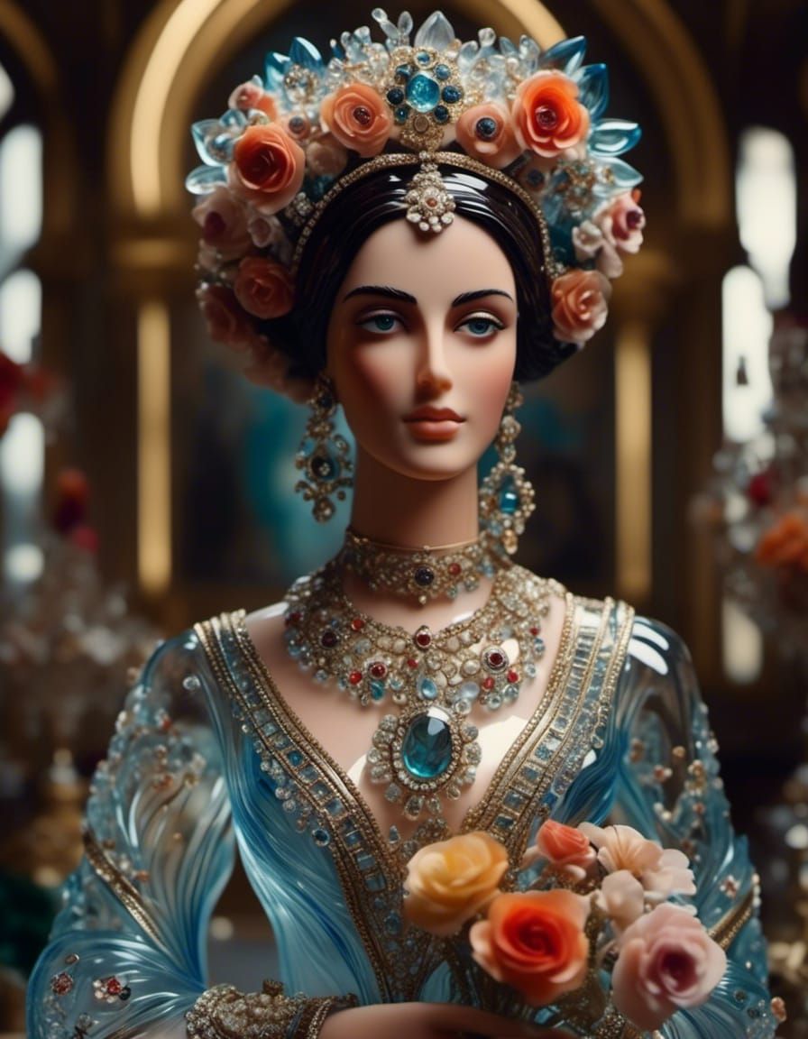 Translucent Glass Sculpture of a Palestinian Woman