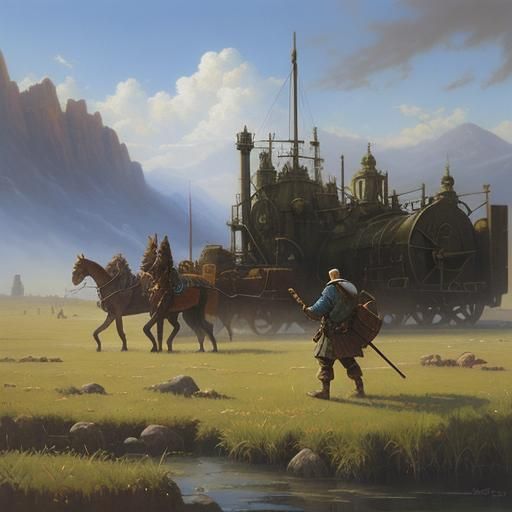 Epic RPG Scene in Oil Painting Style