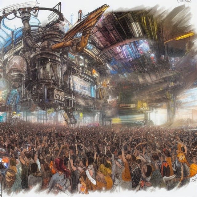 Steampunk Concert Concept Art in Cyberpunk Style