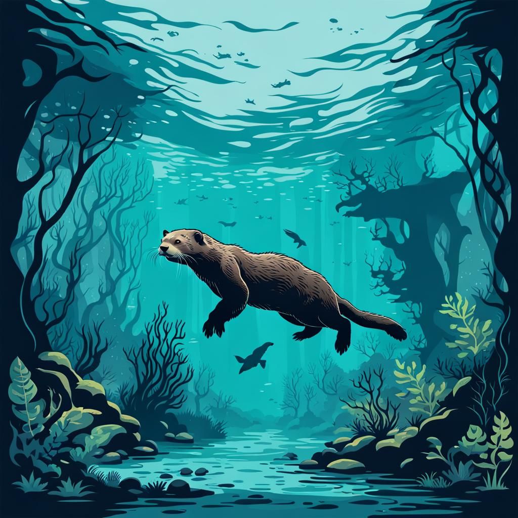 Aquascape Otter Dive: Eerie Underwater Forest Design