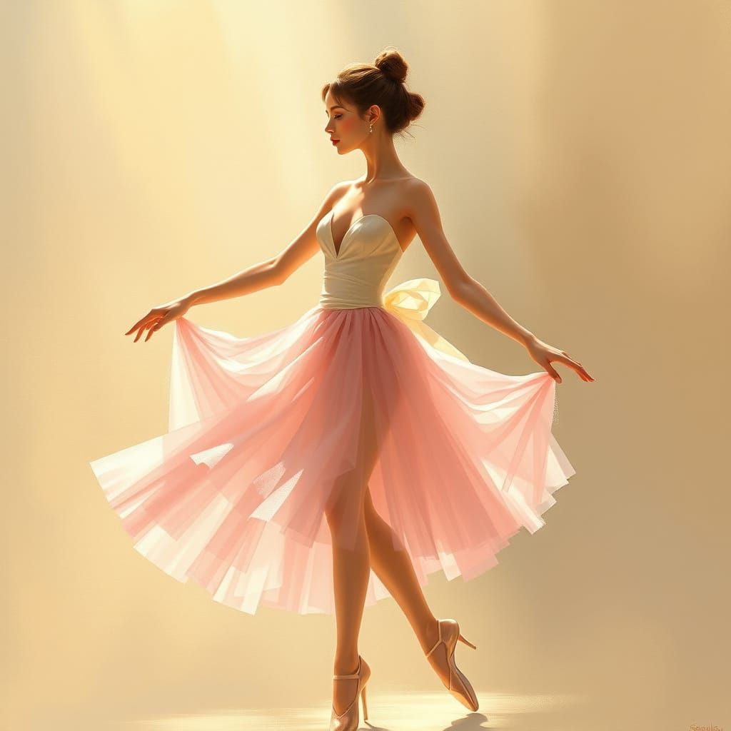 Elegant Transgender Ballerina in Art Nouveau Style