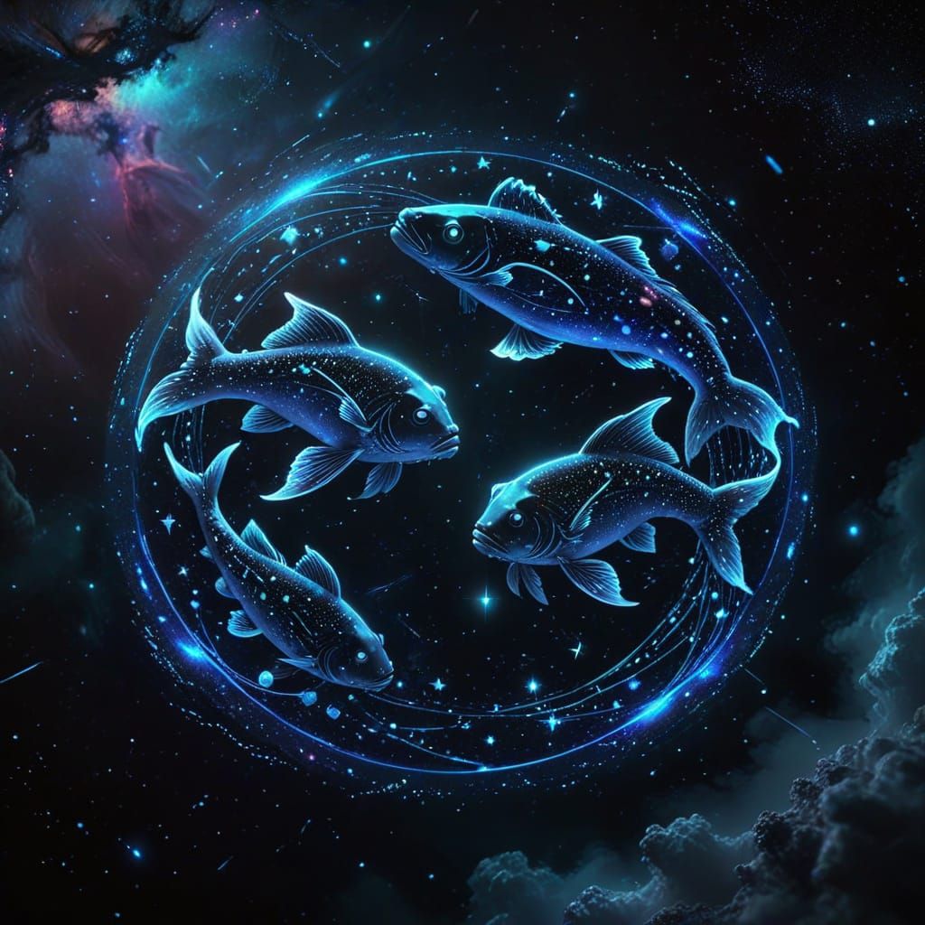 Celestial Harmony in a Neon Cosmos