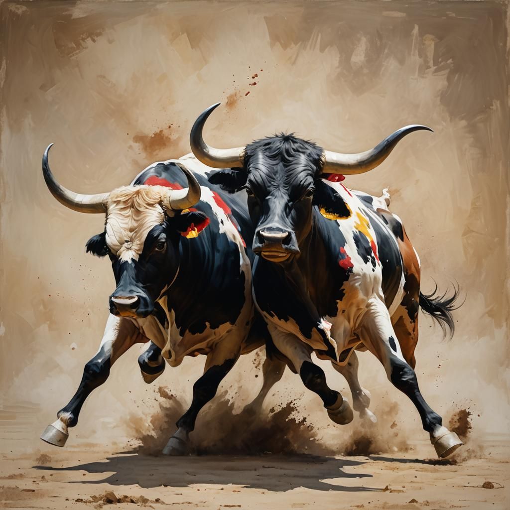 Tachisme Bullfighter in Dynamic Brushwork Style