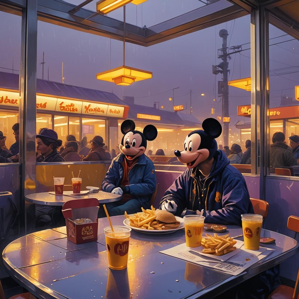 Mickey Mouse Eats Big Mac, Art Deco Style