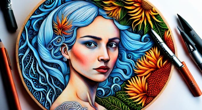 Psychedelic Celtic Fairy Wren with Sacred Geometry