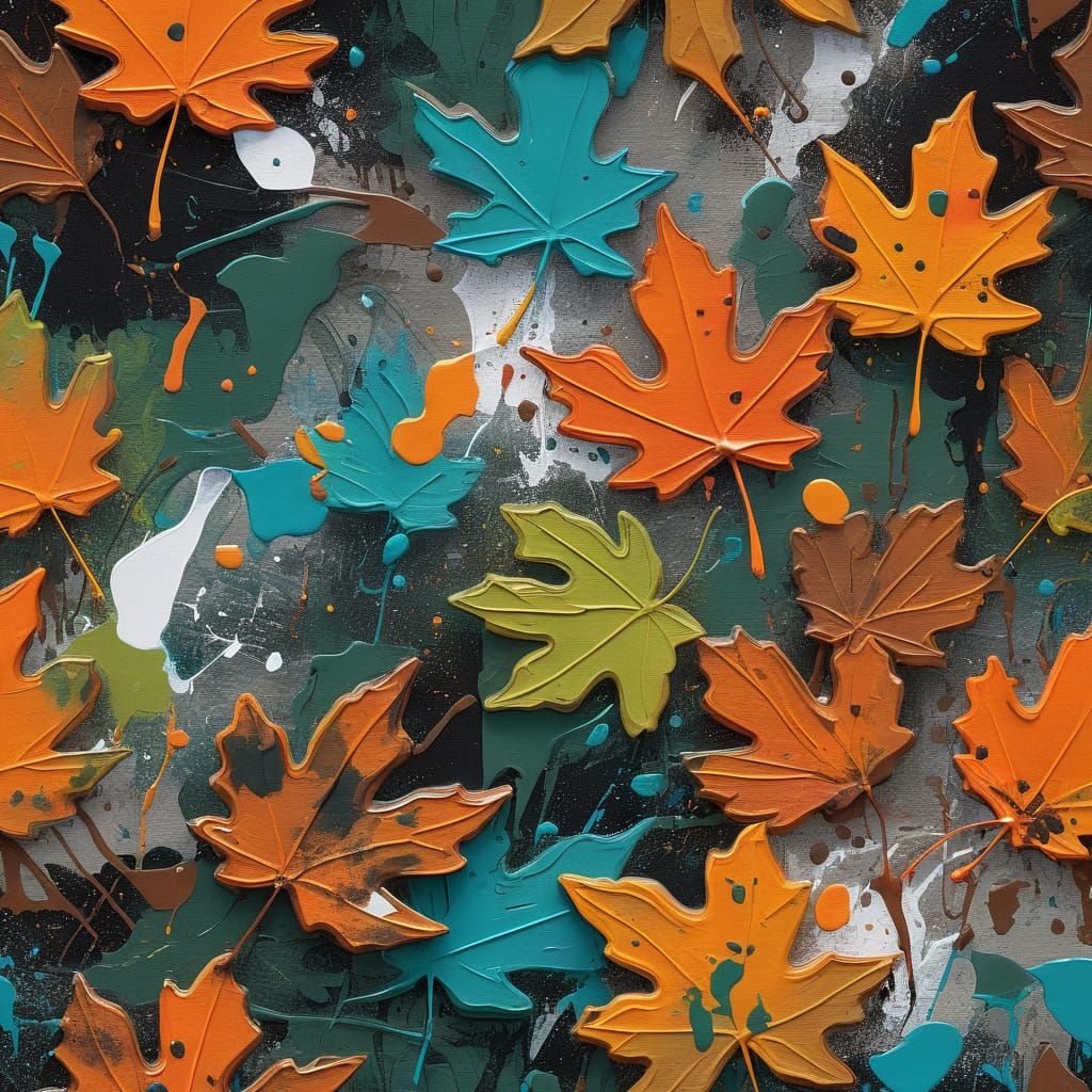 Fall Foliage Pattern with Vintage Aesthetic and Gold Specks