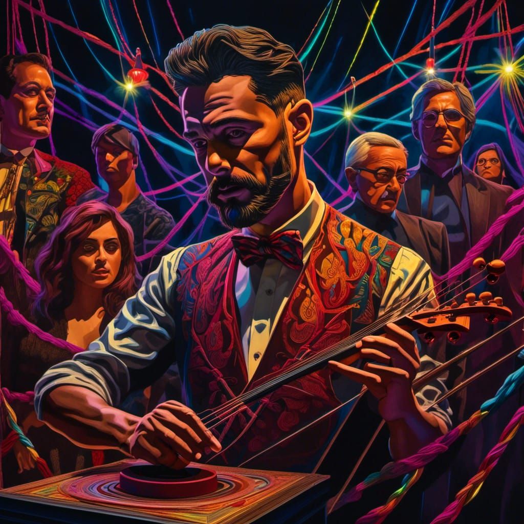 Sinister Puppeteer Controls People, Freedom in Expressionist...