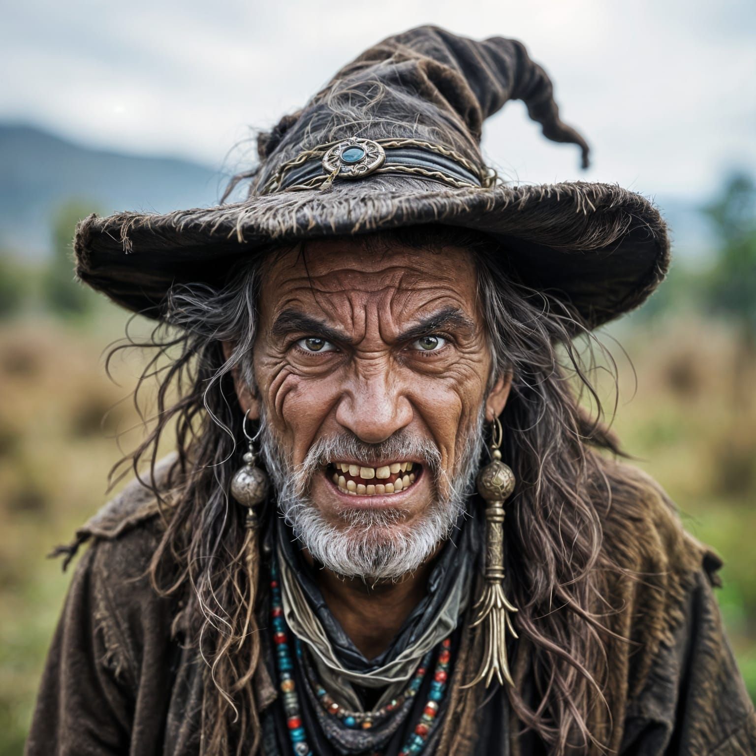 Angry Warlock with Distorted Features