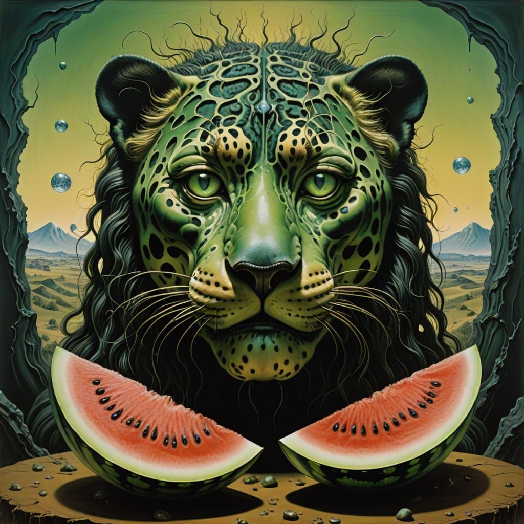 Surrealist Leopard-Watermelon Hybrid in Paradoxical Fusion