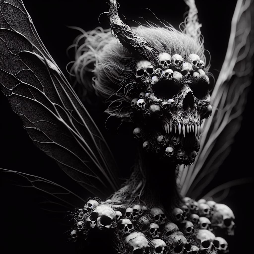 Haunted Fairy Made of Skulls: Digital Painting