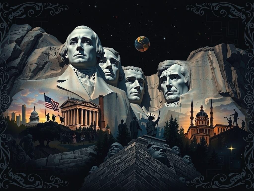 American Icons United in Timeless Double Exposure