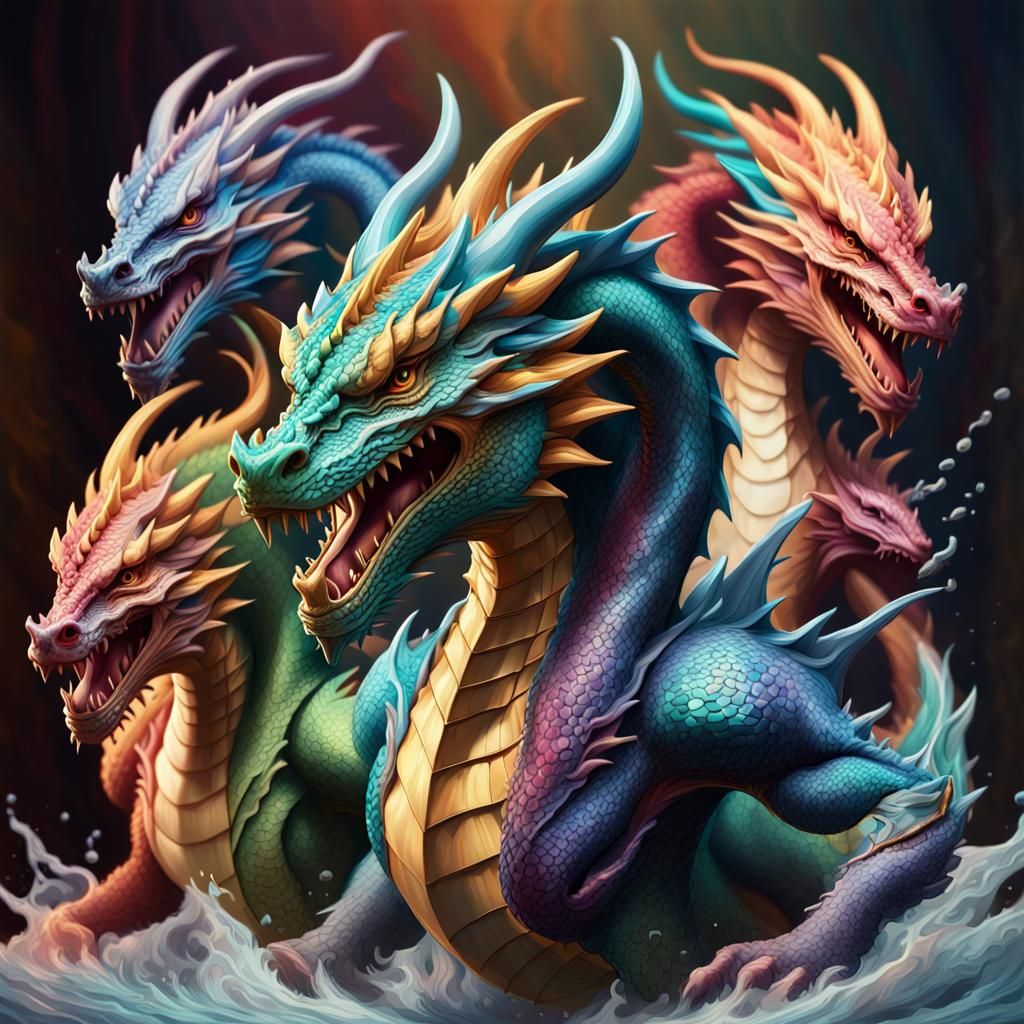 Chromatic Dragon Ready to Strike: Hyperrealistic Concept Art