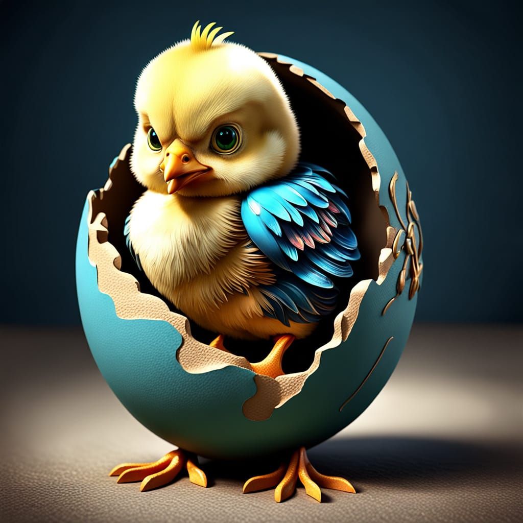 Chick Hatching: Dynamic 3D Digital Art Portrait
