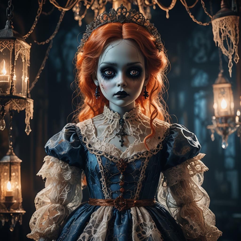 Spooky Porcelain Doll in Haunted Mansion
