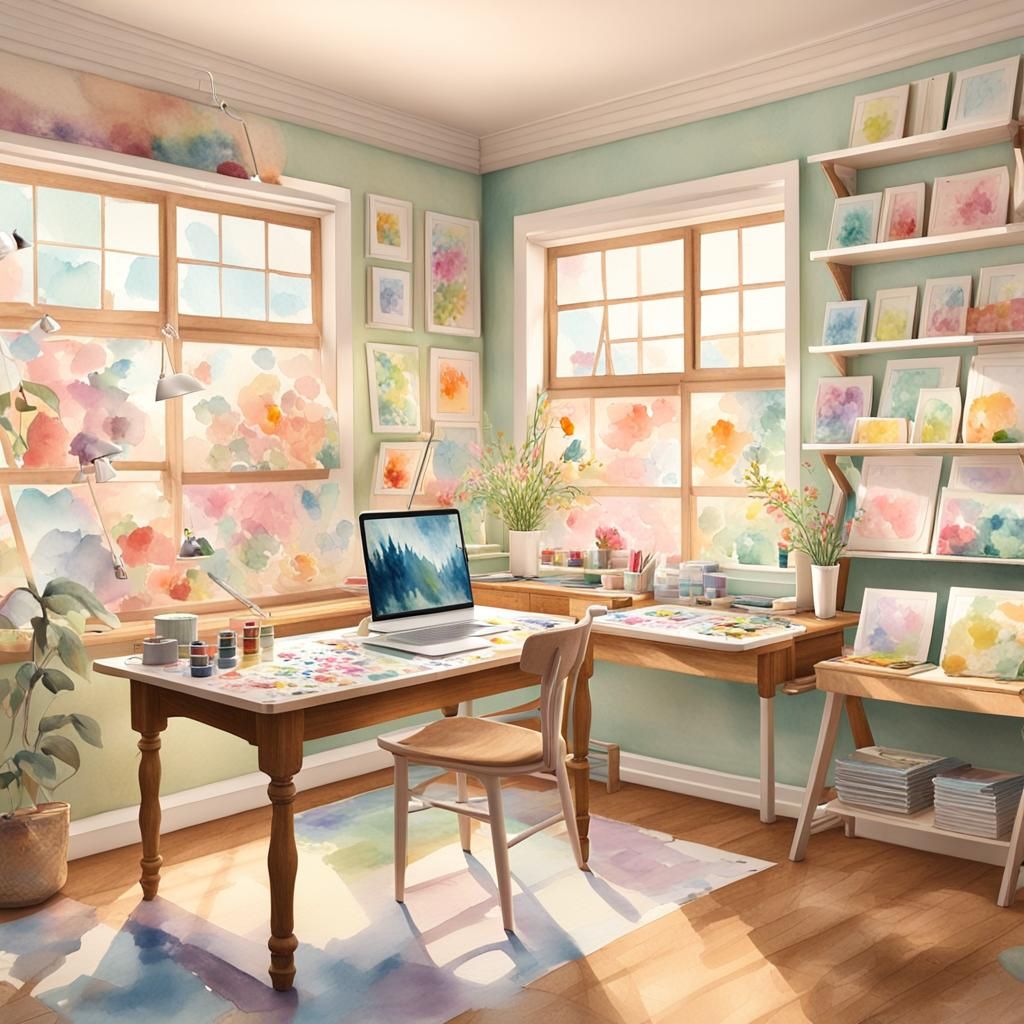 Ethereal Watercolor Studio in Soft Focus