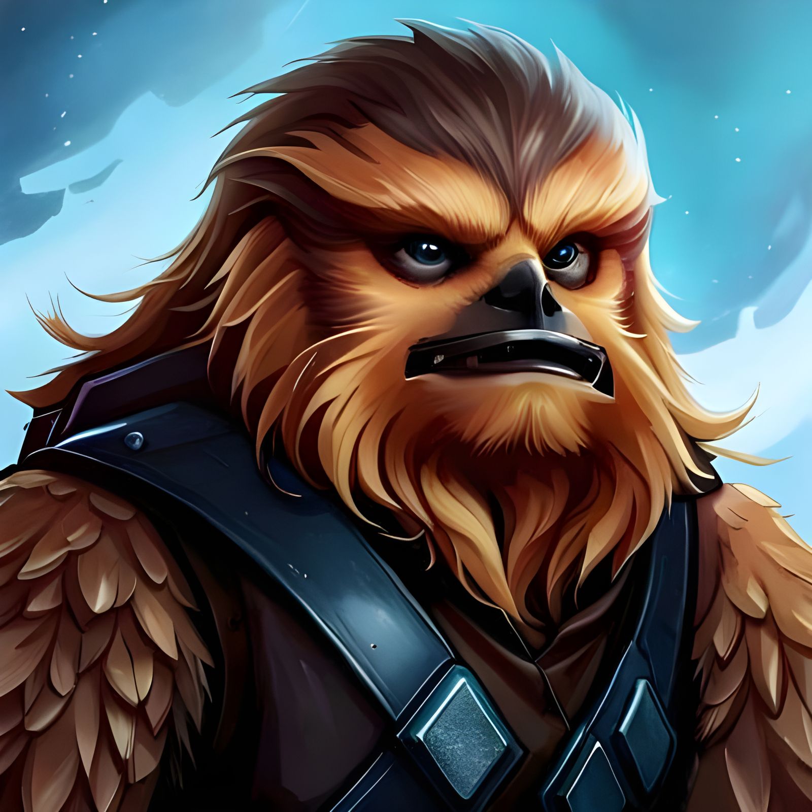 Chewbacca Hawk Costume Close-up: Digital Art