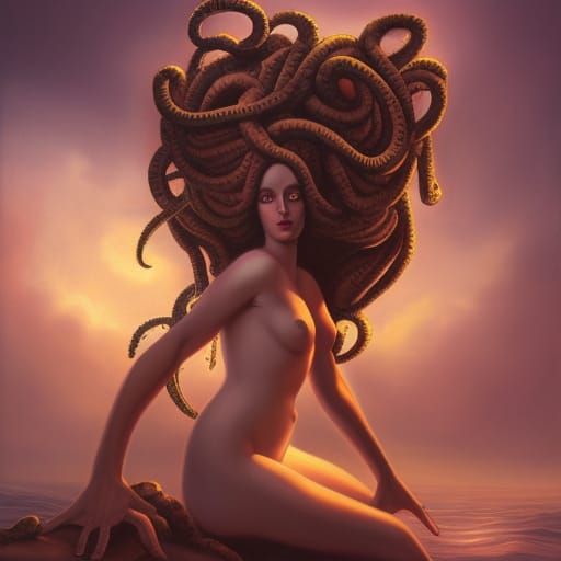 Romantic Medusa Painting in Gericault Style
