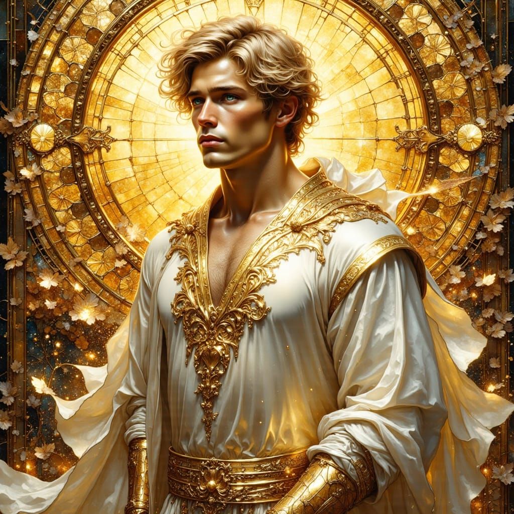 Ornate Portrait with Stained Glass Effect in Art Nouveau Sty...