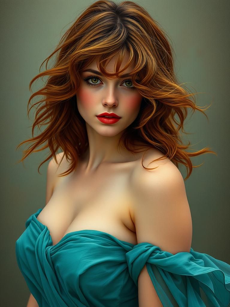 Auburn Beauty in Art Nouveau Style