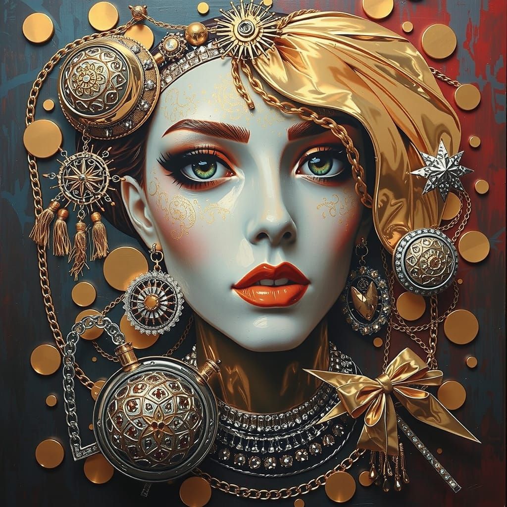 Glinting Gold, Silver and Chrome Metallic Reflections