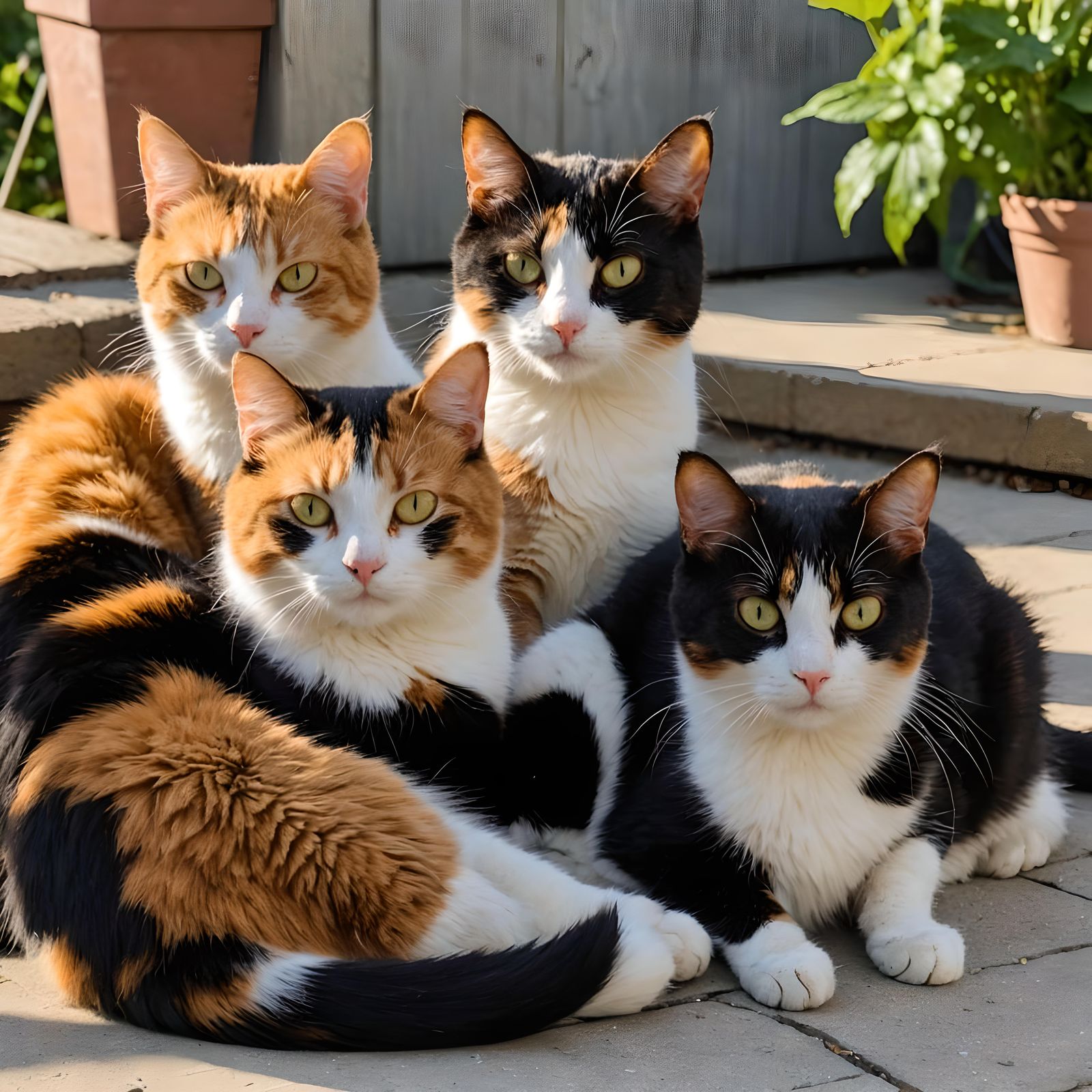 Calico Cats Sunning Themselves