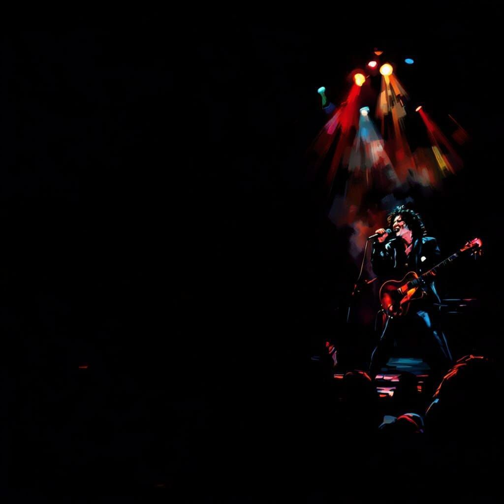 Charismatic Rock Singer on Stage in Expressive Oil Painting ...