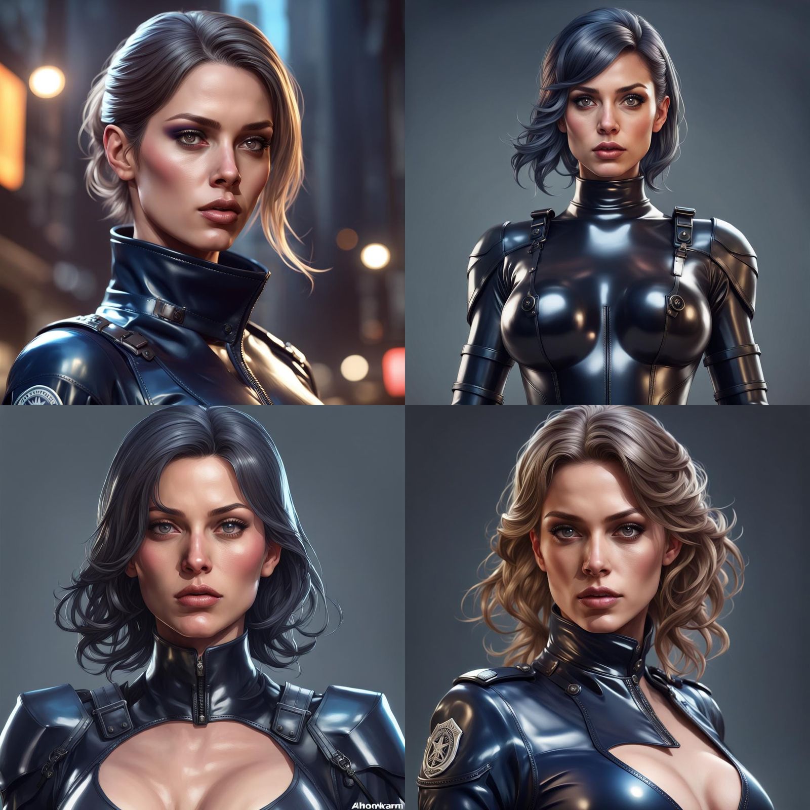 Cyberpunk Police Woman in Seductive Latex