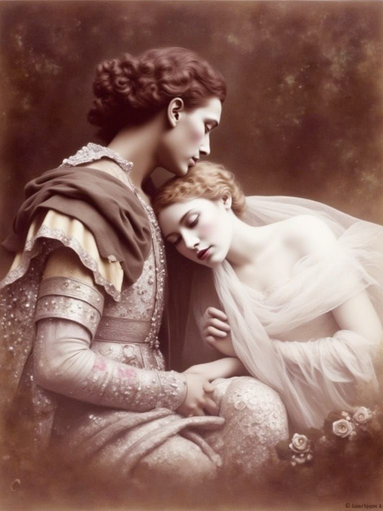 Lancelot and Guinevere in Art Nouveau Style