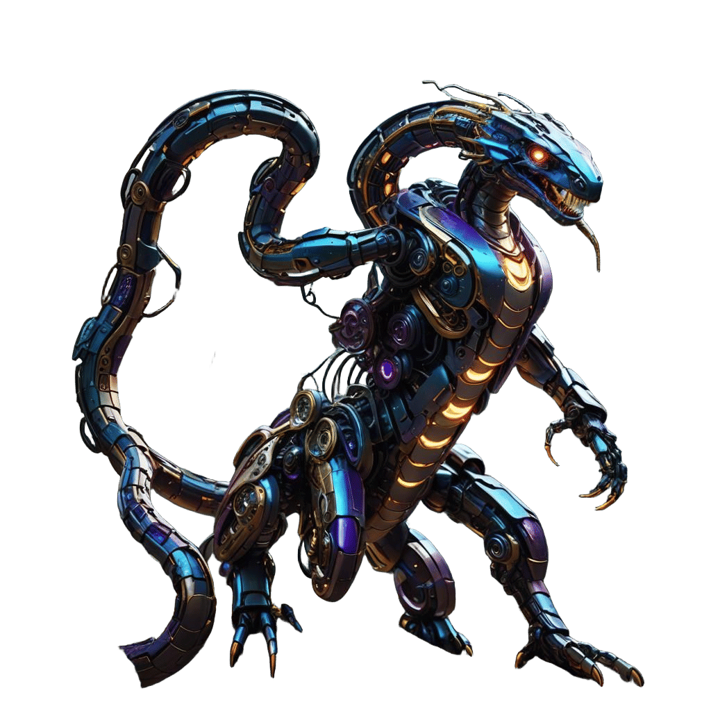 Anthropomorphic Robot Snake in Detailed Matte Painting