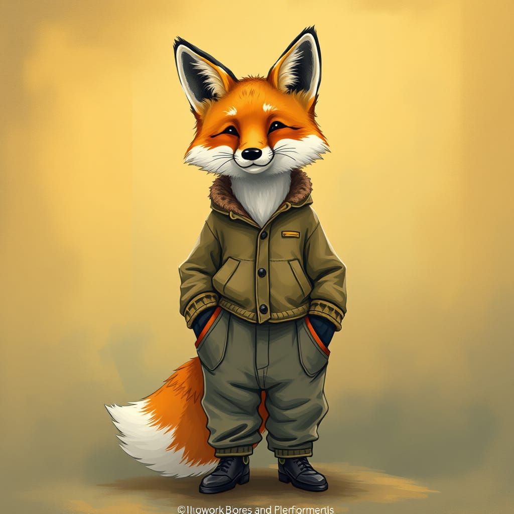 Adorable Fox in Cozy Attire