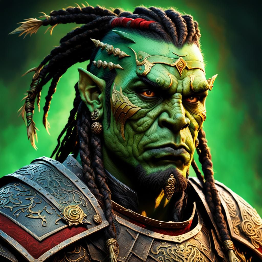 Fantasy Orc Warrior Portrait in Digital Art Style