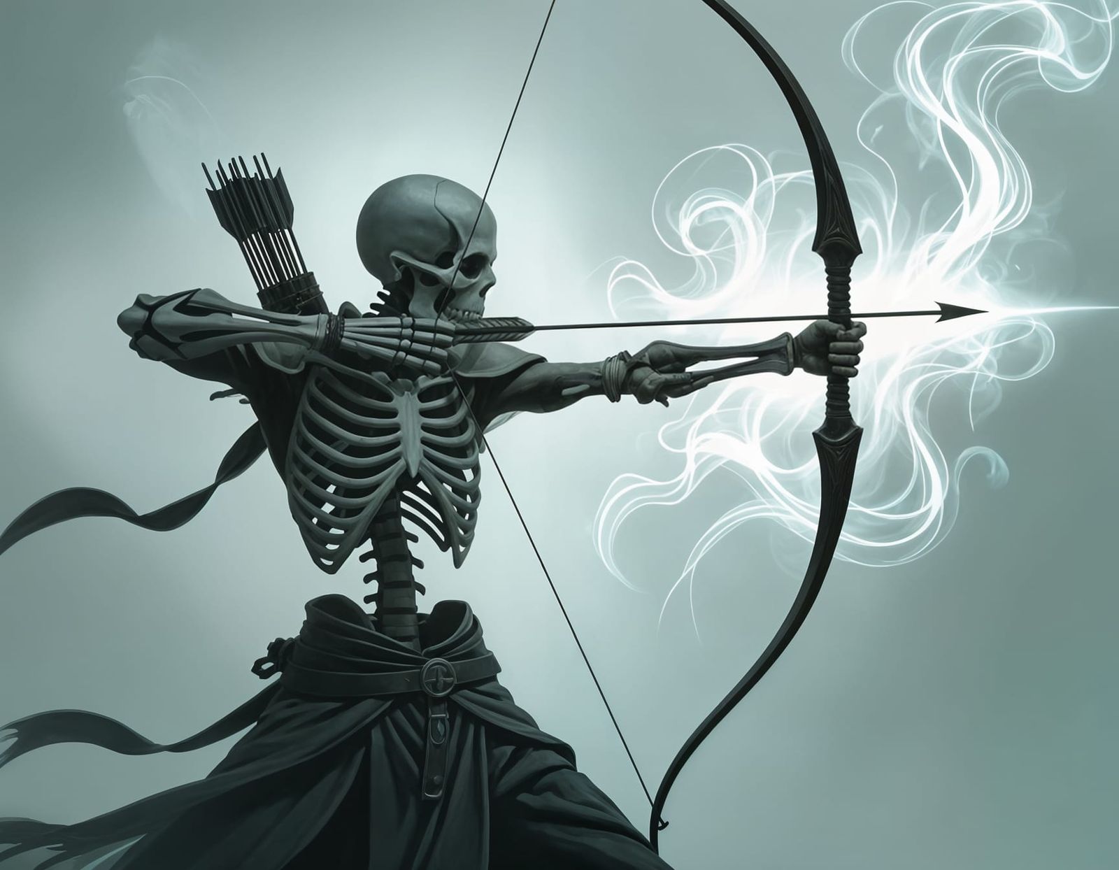 Skeletal Archer in Dark Fantasy Concept Art Style