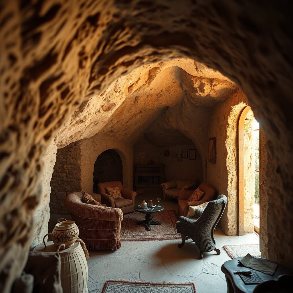 Cozy Cave Apartment Illuminated by Natural Light