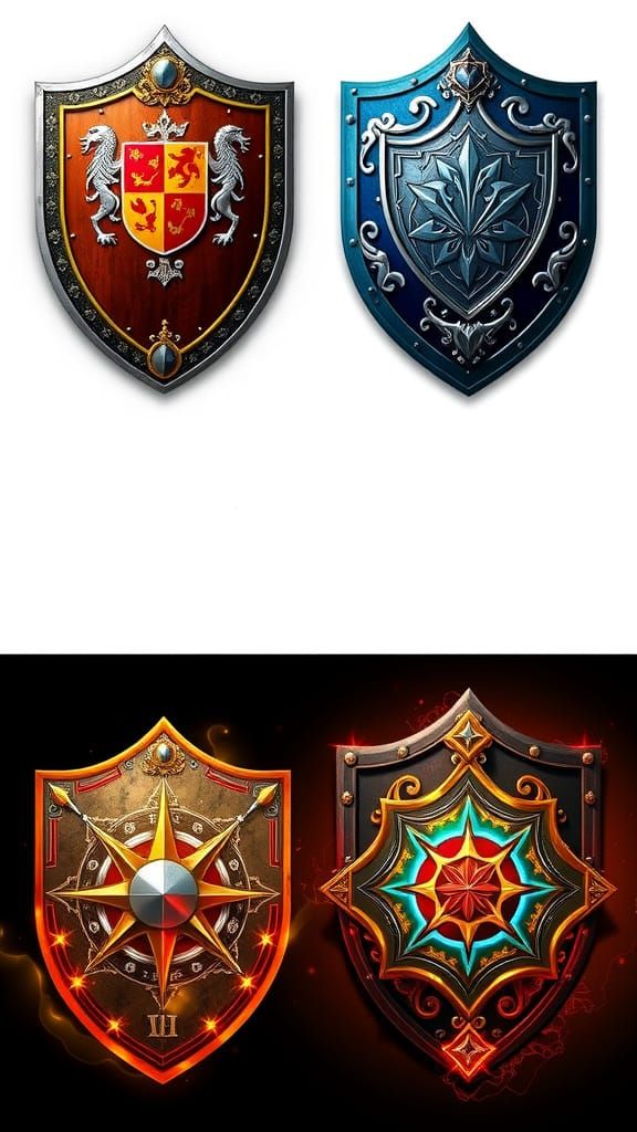 Medieval Fantasy Shield in Modern Aesthetic
