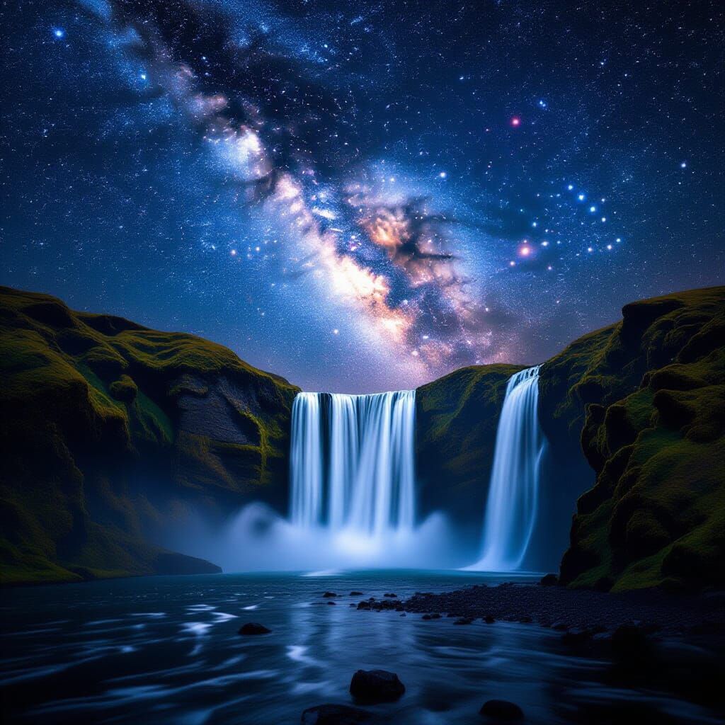 Stardust Waterfall Flows into Swirling Galaxy