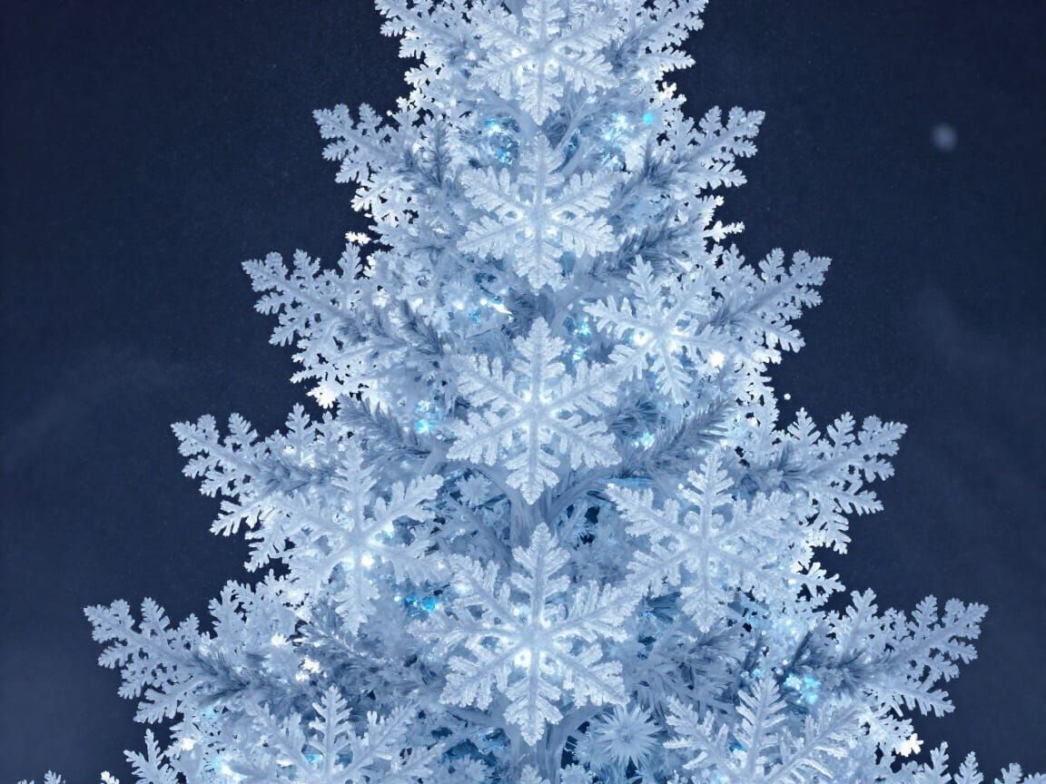 Majestic Snowflake Christmas Tree in Ethereal Light