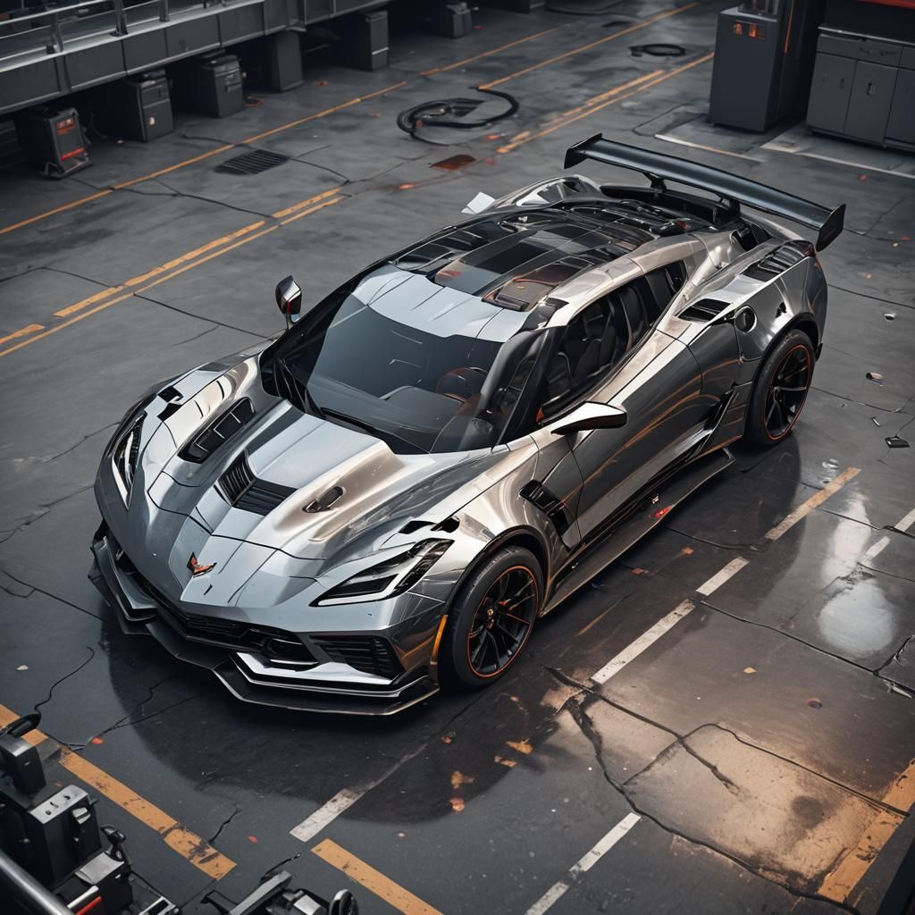 Futuristic Chevrolet Corvette with Intricate Mech Details