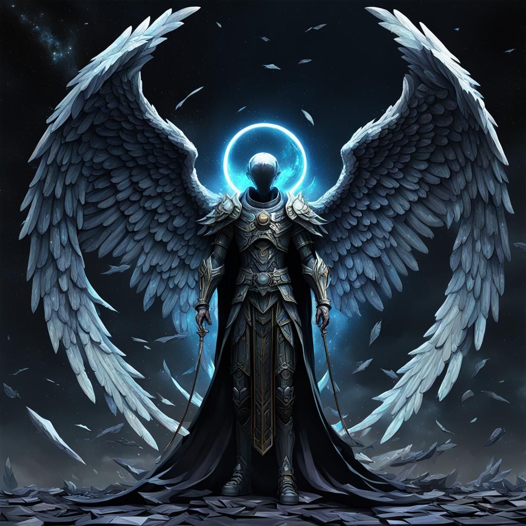 Fallen Archangel of the Void in Anime Style