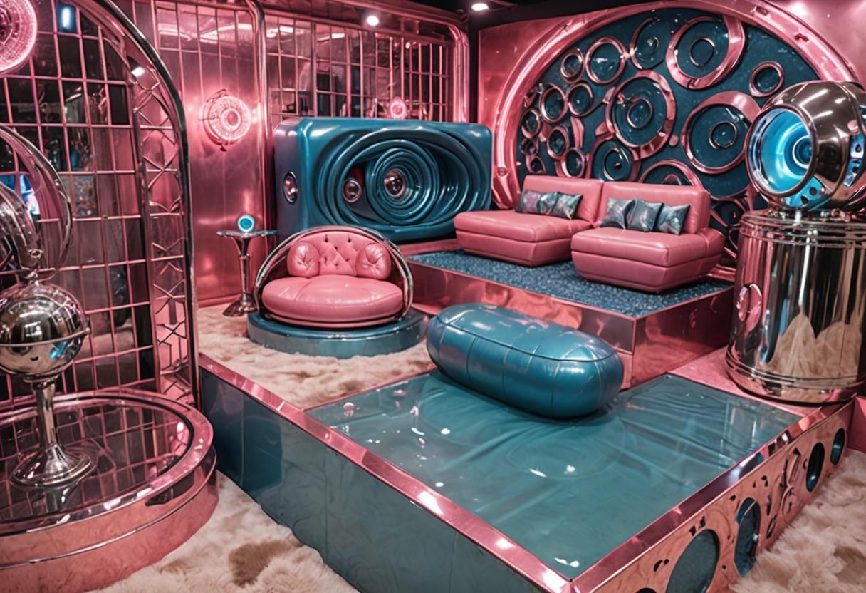 Cyberpunk Art Nouveau Lounge Set: Men vs Women Theme