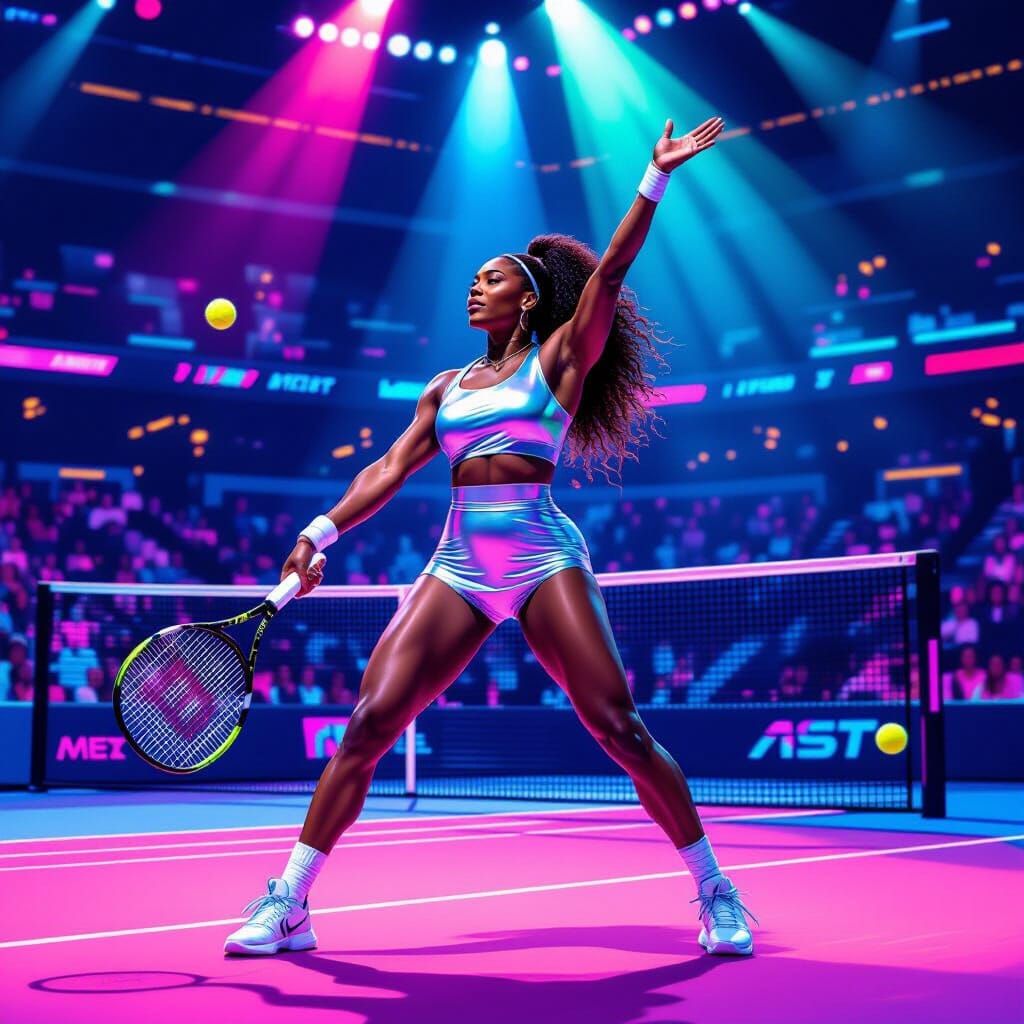 Serena Williams on Futuristic Court in Baroque Style