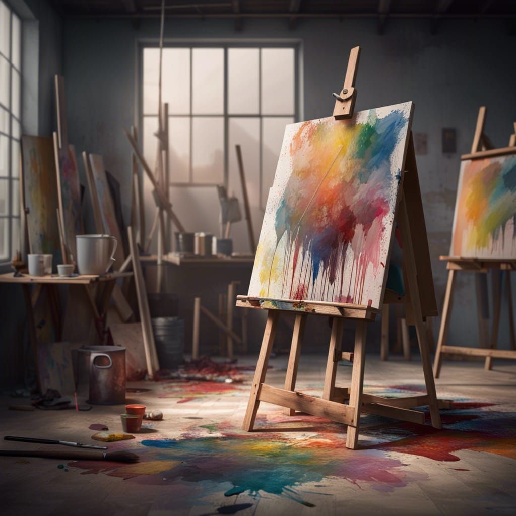 Poignant Empty Art Studio with 'Out of Credits' Sign