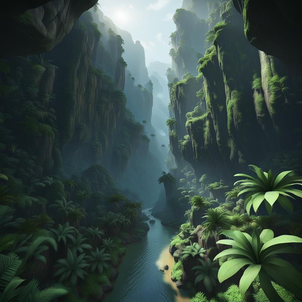 Lush Tropical Rainforest Canyon in 8k Resolution