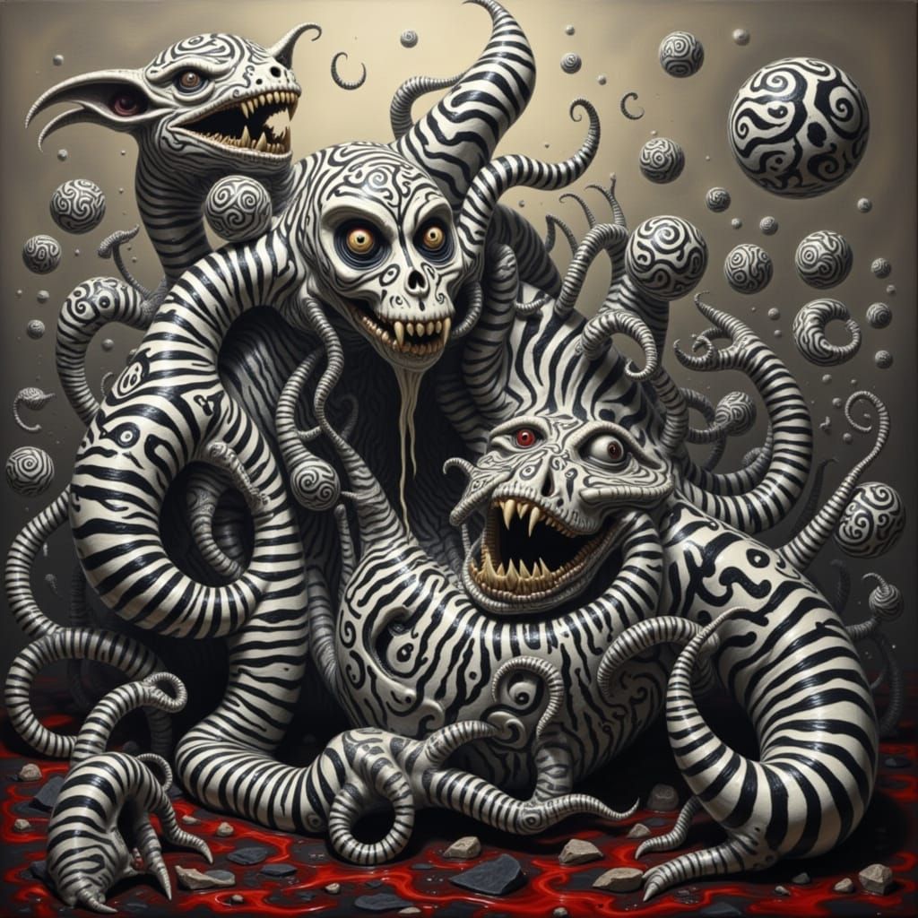 Surreal Zebracorn Monster in Delicate Style